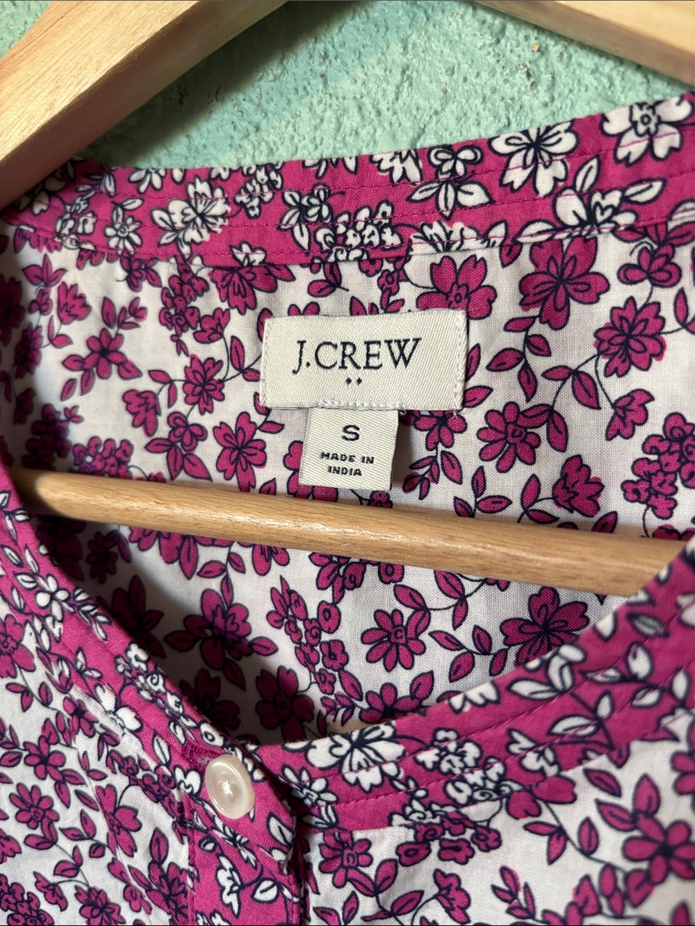 J. Crew Purple Floral Button-Placket Long Sleeve Tunic Women’s Size S Like New - Picture 2 of 8
